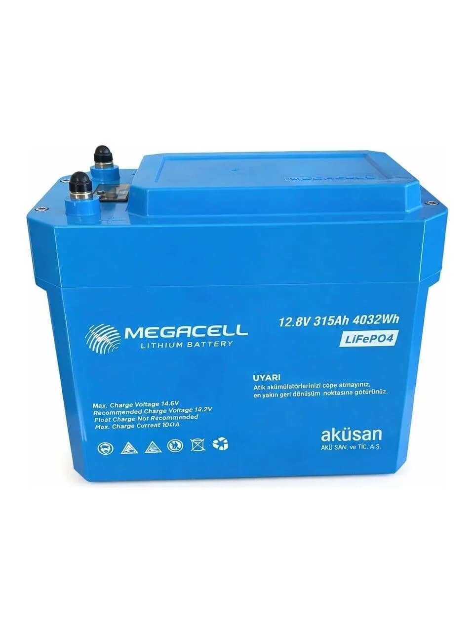 Megacell 12.8V 315Ah LiFePO4 Lityum Demir Fosfat Akü(Bluetoothlu)(ABS)-YENİ