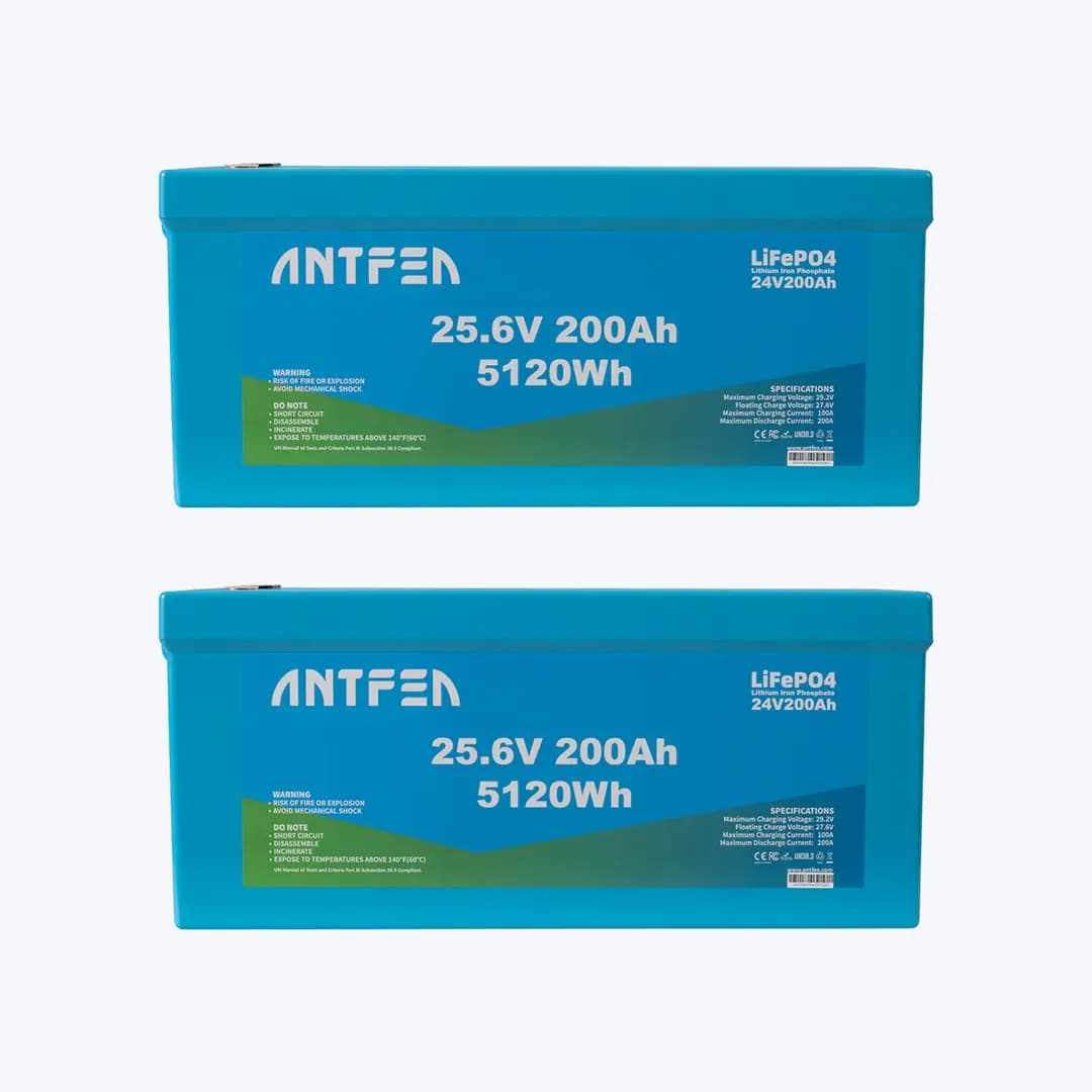ANTFEA 25.6V 200Ah ABS Lityum Akü Akıllı Ekran Bluetooth LiFePo4 2 Adet - 10.24 kWh