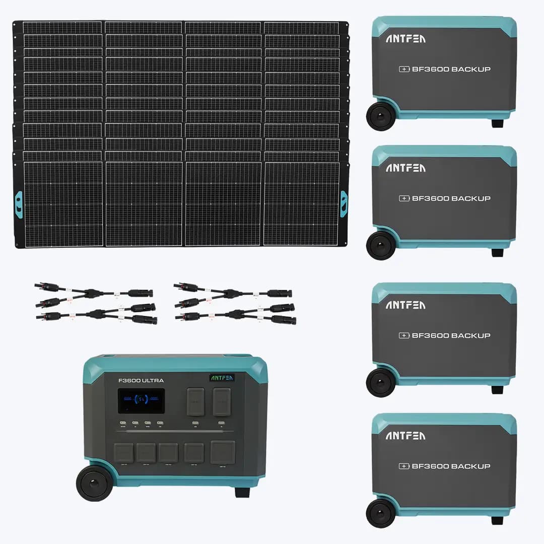 ANTFEA F3600 Ultra + 4 adet BF3600 Backup Batarya + 12 adet 400W Paneli + 2 adet Paralelleme Kablosu [ 3.6 kW / 21.5