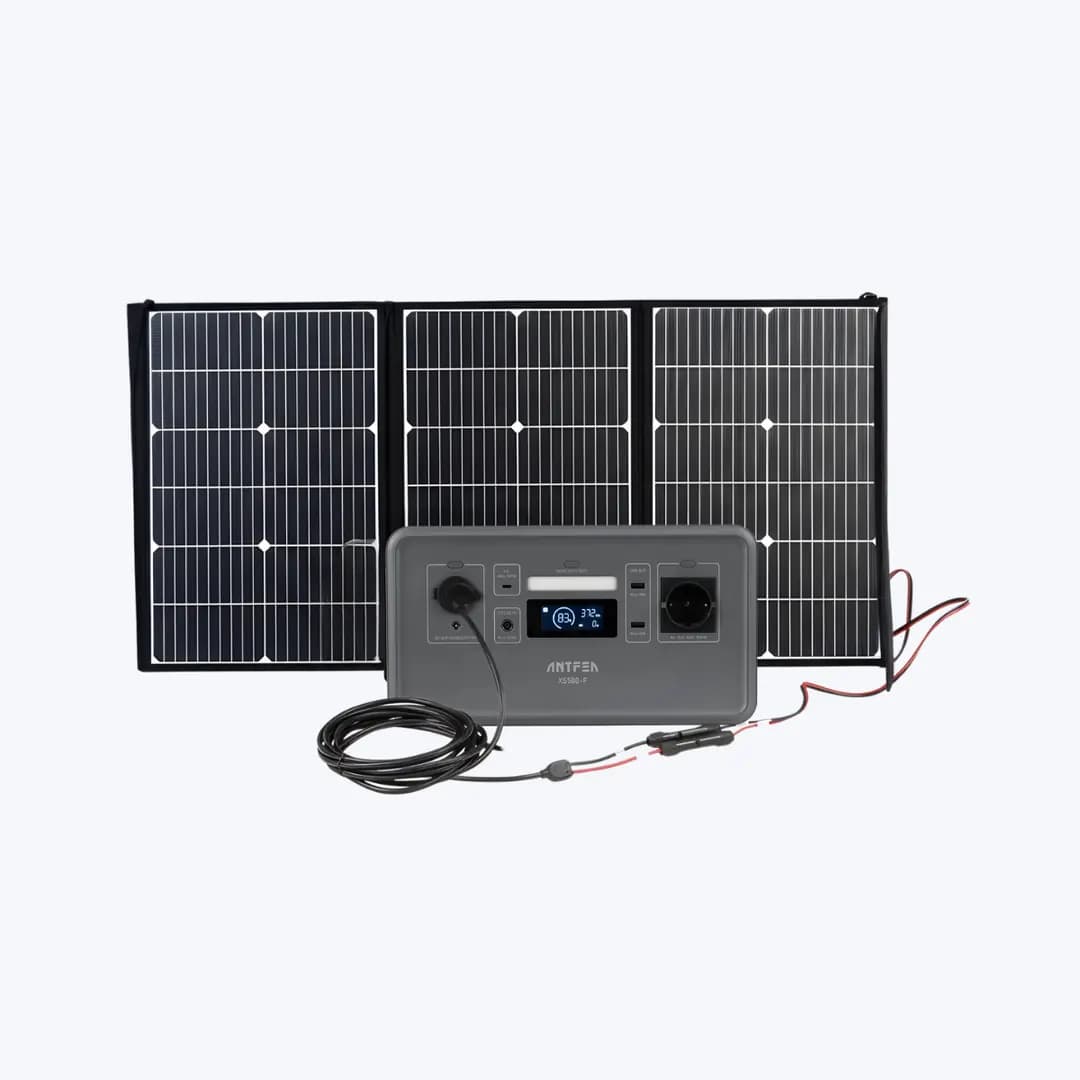 ANTFEA XS500F Taşınabilir Güç Sistemi + 100W Taşınabilir Güneş Paneli ve Multi Dönüşüm Kablosu